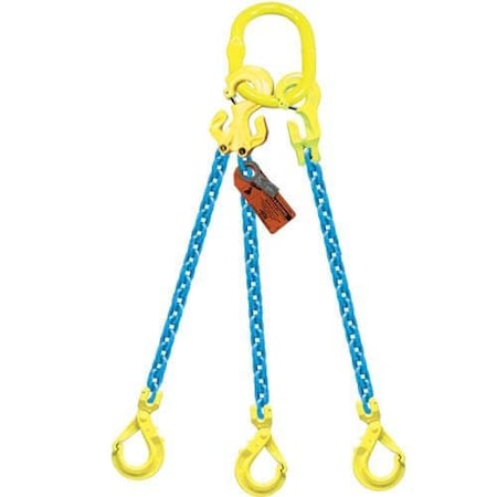 Triple Leg 3/8 In Adjstbl Chain Slng TG3-GBK, 10ft L, 22900lb WLL